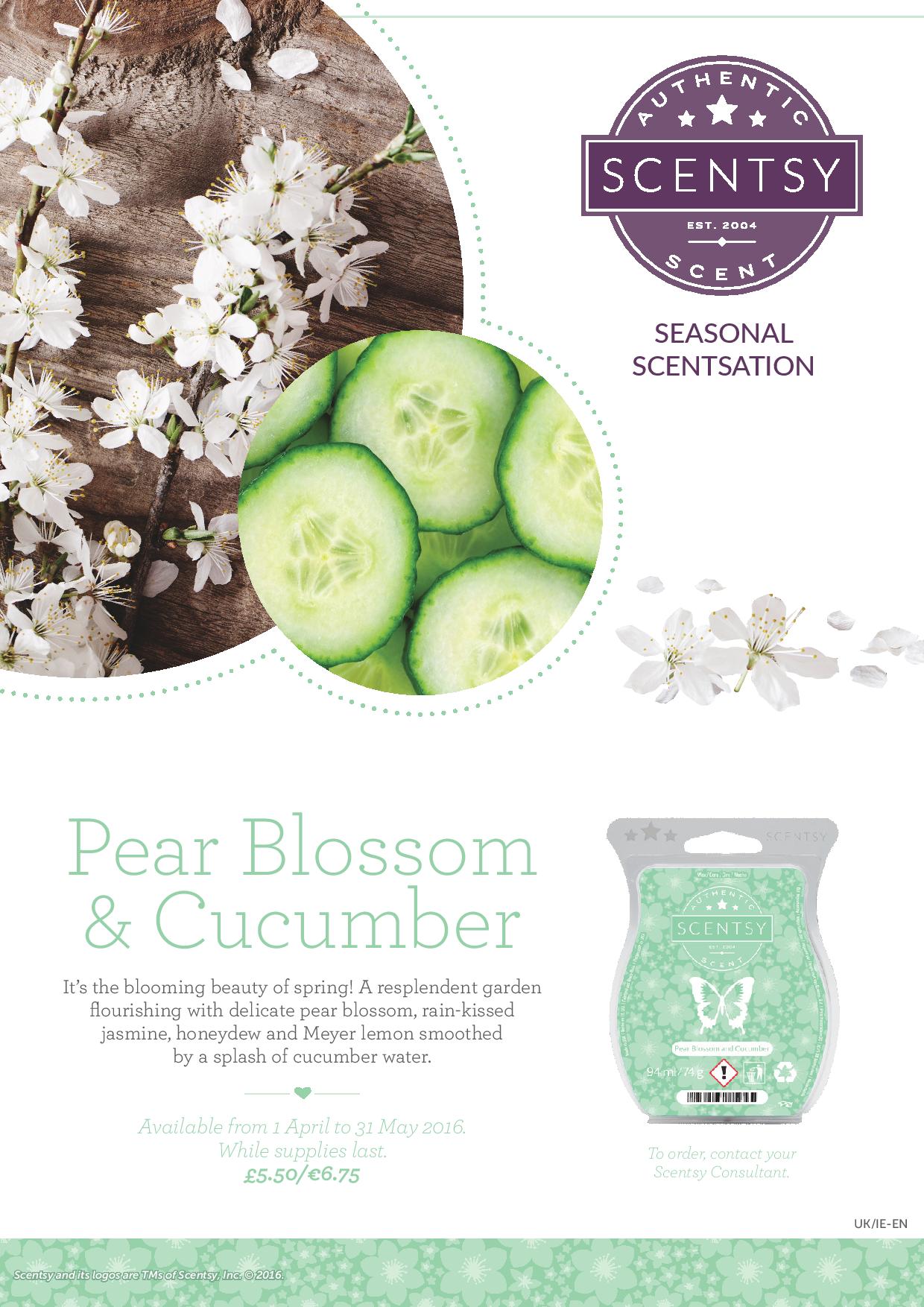 Scentsy UK Pear Blossom & Cucumber Scented Wax