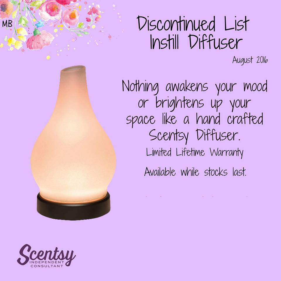 Scentsy Instill Diffuser discontinued august 2016 