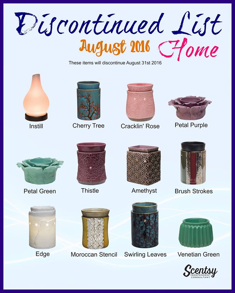 Scentsy discontinued august 2016 warmers