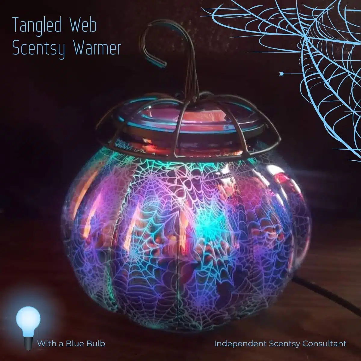 Tangle Web Scentsy Warmer With a Blue Bulb